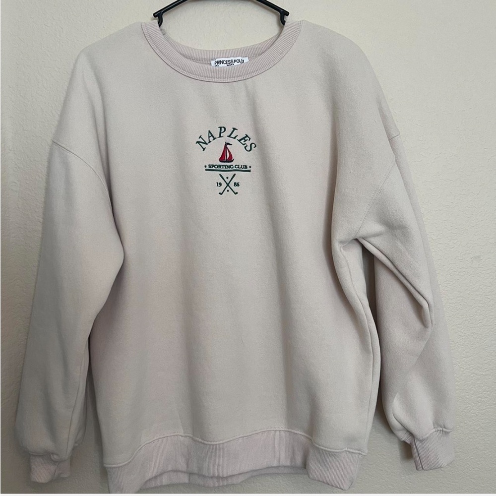 Princess Polly cream oversized sweatshirt